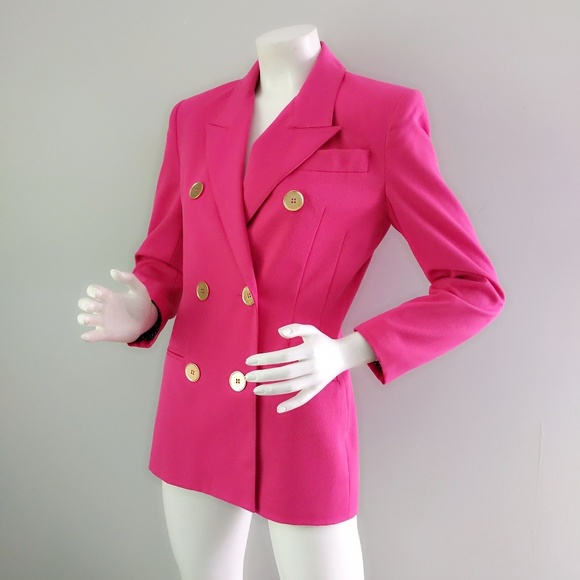 Vtg Ann Taylor Magenta Pink Boyfriend Blazer S - Picture 3 of 8